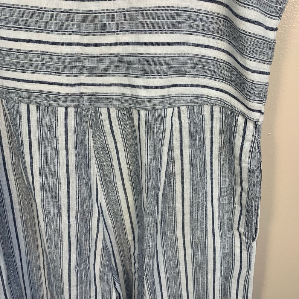 Beachlunchlounge Striped Linen Blend Wide Leg Cropped Jumpsuit - Picture 9 of 10